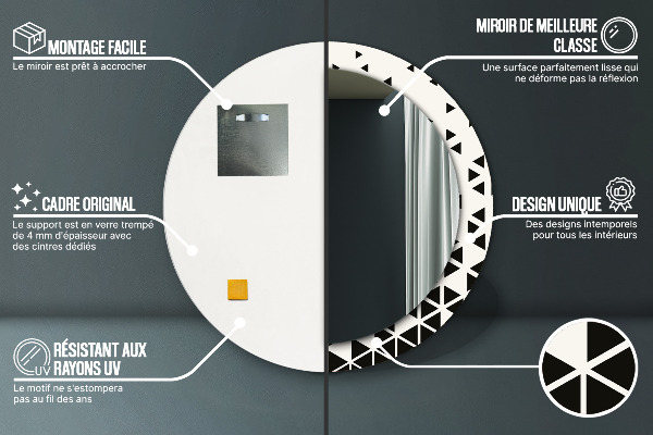 Abstraktný geometrický Okrúhle dekoračné zrkadlo