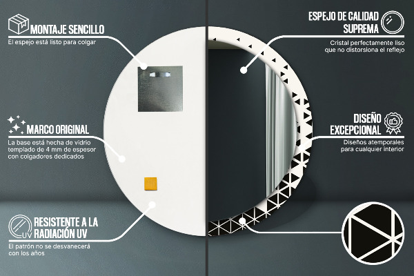 Abstraktný geometrický Okrúhle dekoračné zrkadlo