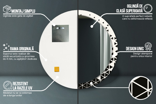 Abstraktný geometrický Okrúhle dekoračné zrkadlo