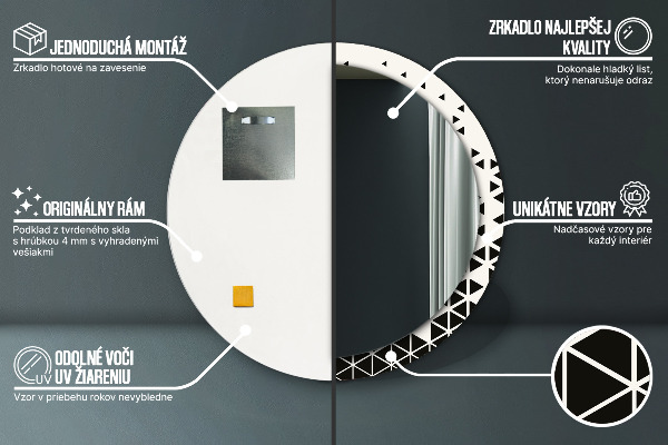 Abstraktný geometrický Okrúhle dekoračné zrkadlo