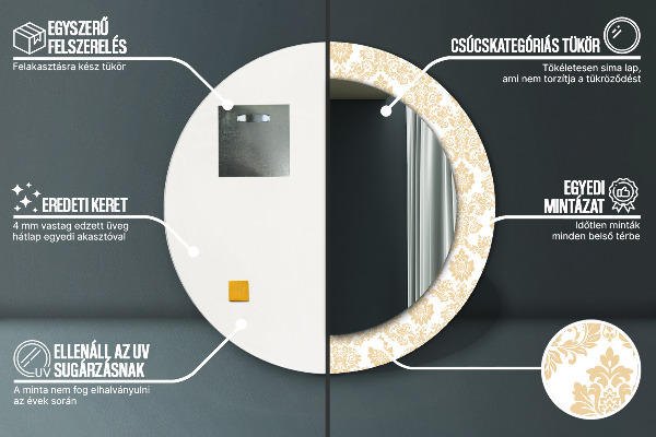 Barokový damask Okrúhle dekoračné zrkadlo