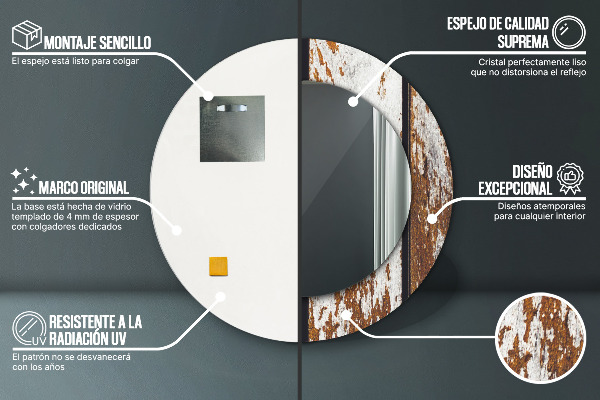 Vintage tmavé drevo Okrúhle dekoračné zrkadlo