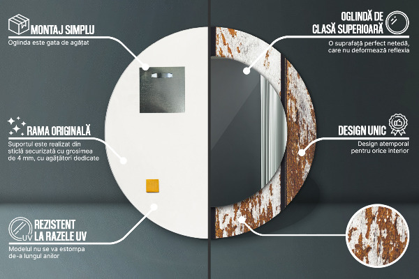 Vintage tmavé drevo Okrúhle dekoračné zrkadlo