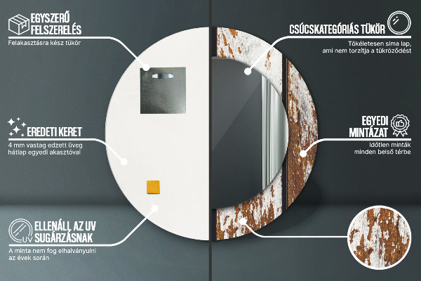 Vintage tmavé drevo Okrúhle dekoračné zrkadlo