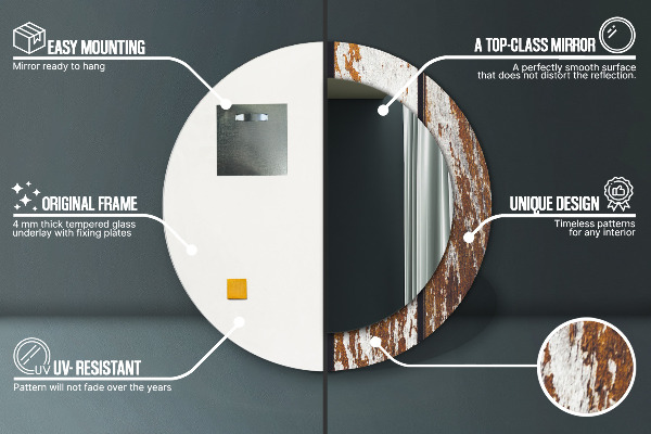 Vintage tmavé drevo Okrúhle dekoračné zrkadlo