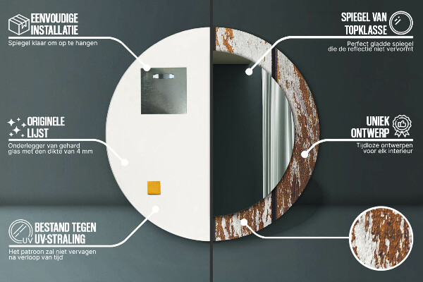 Vintage tmavé drevo Okrúhle dekoračné zrkadlo