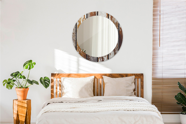 Vintage tmavé drevo Okrúhle dekoračné zrkadlo