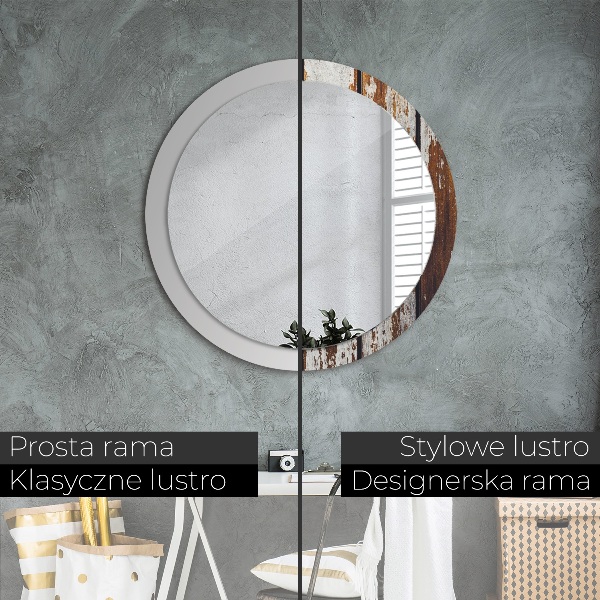 Vintage tmavé drevo Okrúhle dekoračné zrkadlo