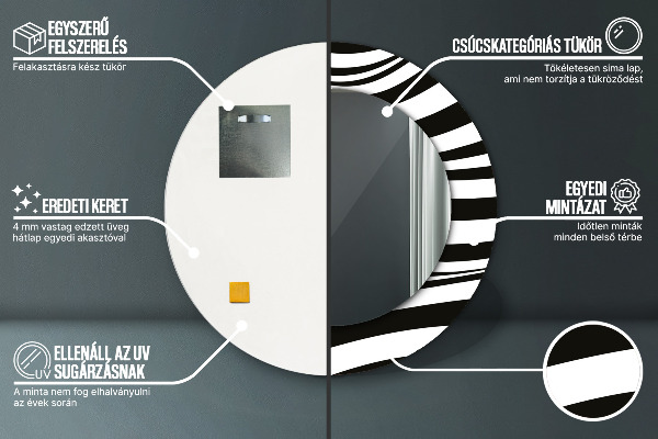 Abstraktná vlna Okrúhle dekoračné zrkadlo na stenu