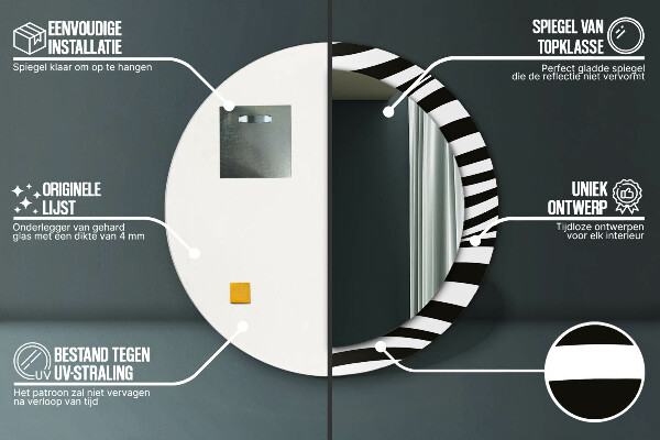 Abstraktná vlna Okrúhle dekoračné zrkadlo na stenu