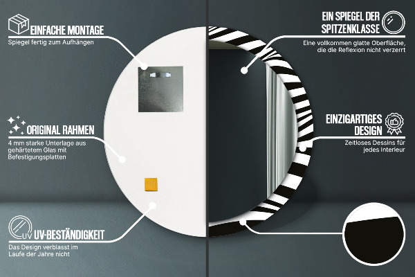 Abstraktná vlna Okrúhle dekoračné zrkadlo na stenu