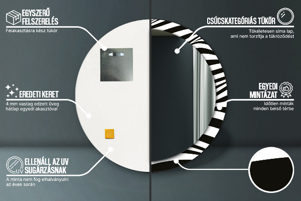 Abstraktná vlna Okrúhle dekoračné zrkadlo na stenu