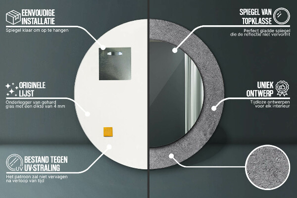 Betónová textúra Okrúhle zrkadlo s motívom