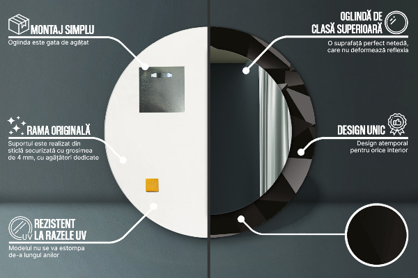 Abstraktný čierny Okrúhle zrkadlo s motívom