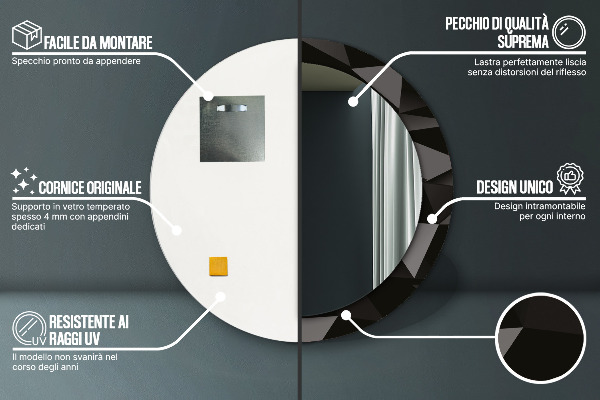 Abstraktný čierny Okrúhle zrkadlo s motívom