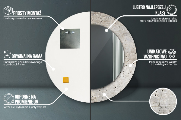 Betón Okrúhle zrkadlo s motívom