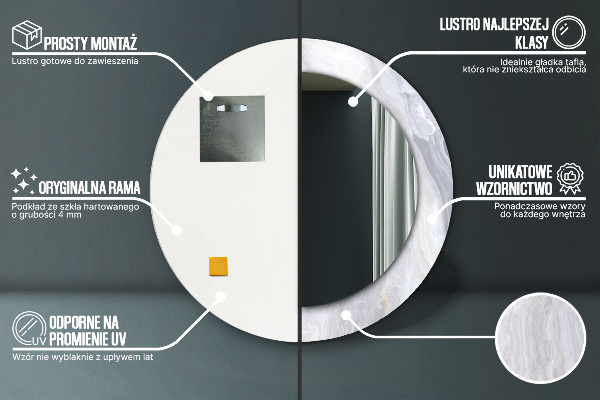 Abstraktný mramor Okrúhle zrkadlo s motívom