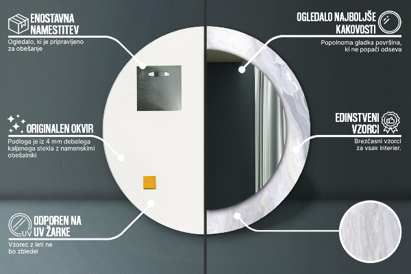 Abstraktný mramor Okrúhle zrkadlo s motívom