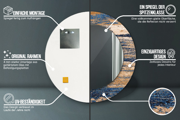 Abstraktné drevo Okrúhle zrkadlo s motívom