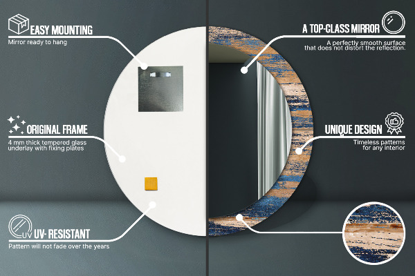 Abstraktné drevo Okrúhle zrkadlo s motívom