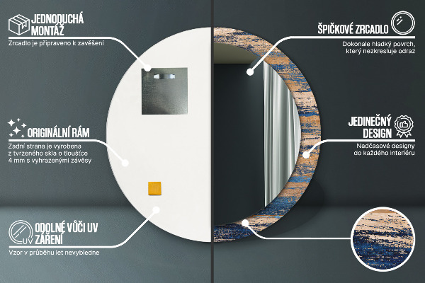 Abstraktné drevo Okrúhle zrkadlo s motívom