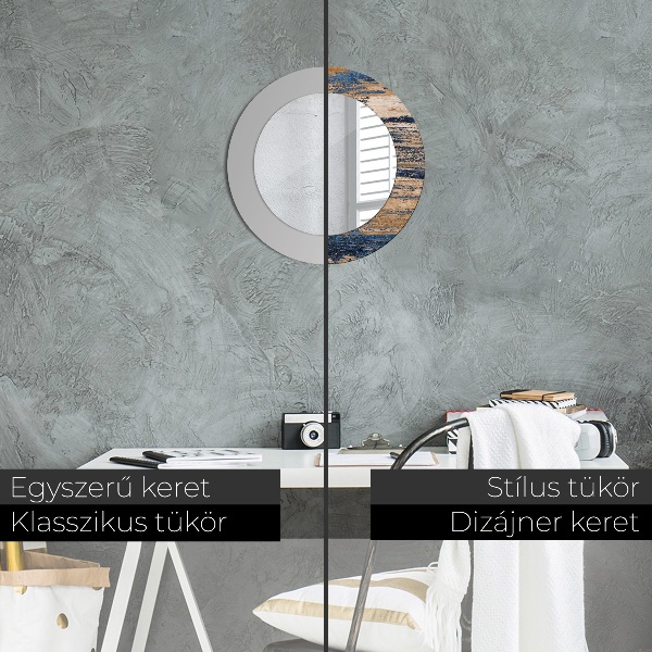 Abstraktné drevo Okrúhle zrkadlo s motívom