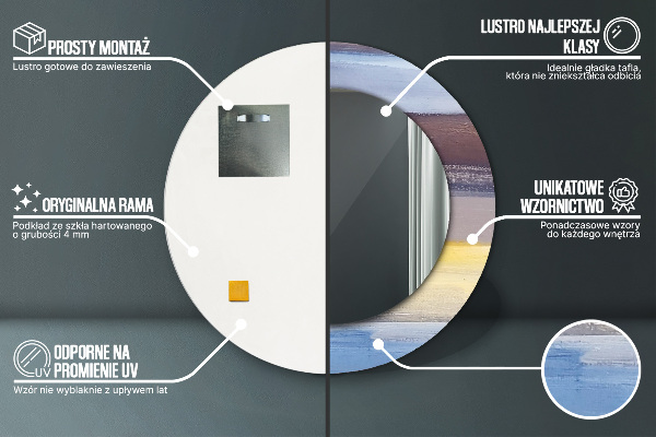 Abstraktný obrázok Okrúhle dekoračné zrkadlo na stenu