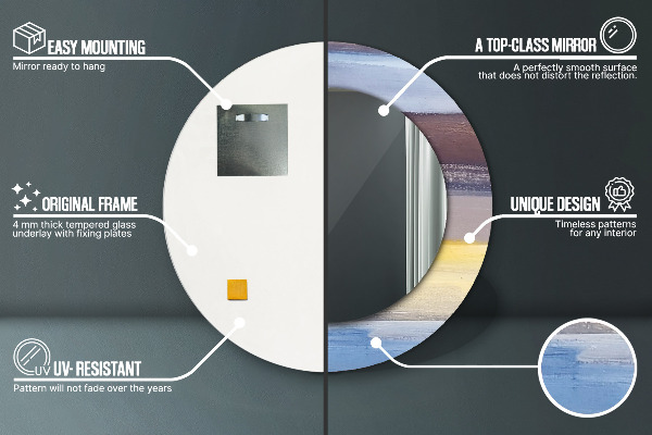 Abstraktný obrázok Okrúhle dekoračné zrkadlo na stenu