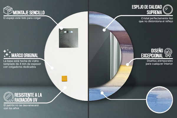 Abstraktný obrázok Okrúhle dekoračné zrkadlo na stenu