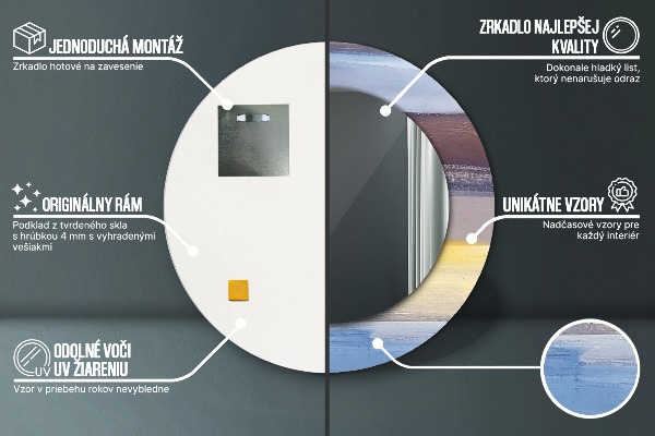 Abstraktný obrázok Okrúhle dekoračné zrkadlo na stenu