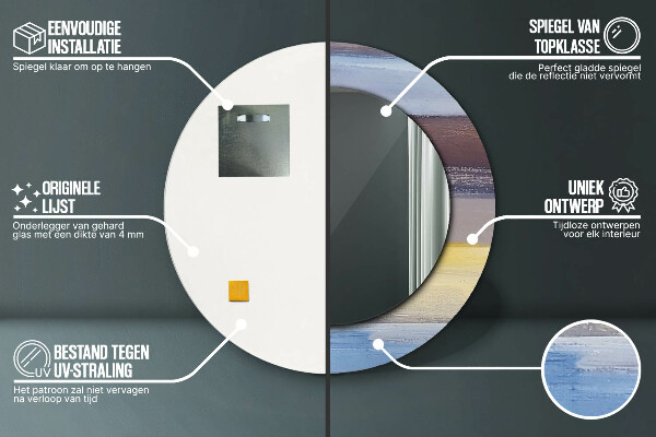 Abstraktný obrázok Okrúhle dekoračné zrkadlo na stenu