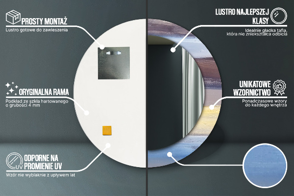 Abstraktný obrázok Okrúhle dekoračné zrkadlo na stenu