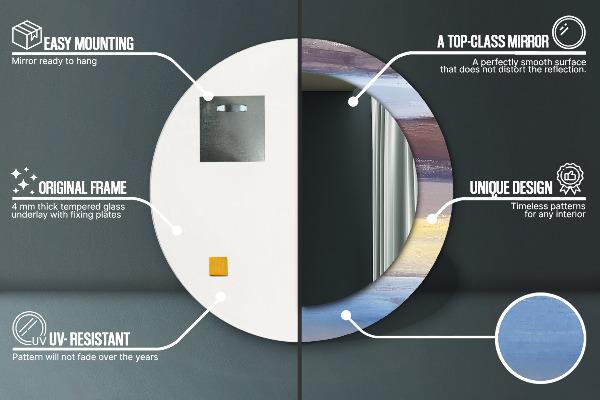 Abstraktný obrázok Okrúhle dekoračné zrkadlo na stenu