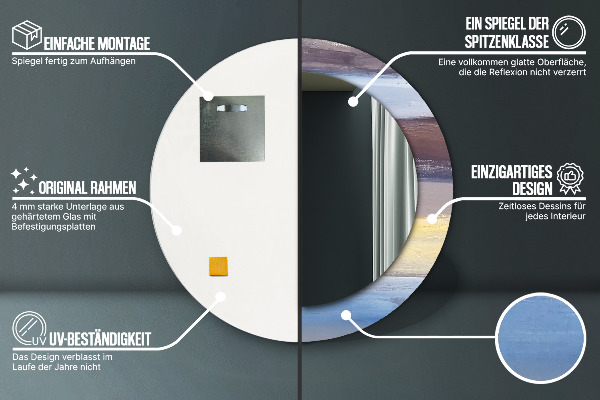 Abstraktný obrázok Okrúhle dekoračné zrkadlo na stenu