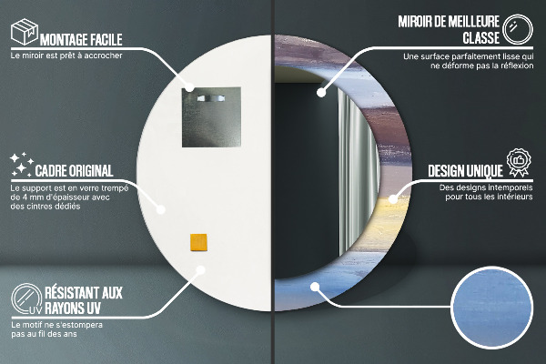 Abstraktný obrázok Okrúhle dekoračné zrkadlo na stenu