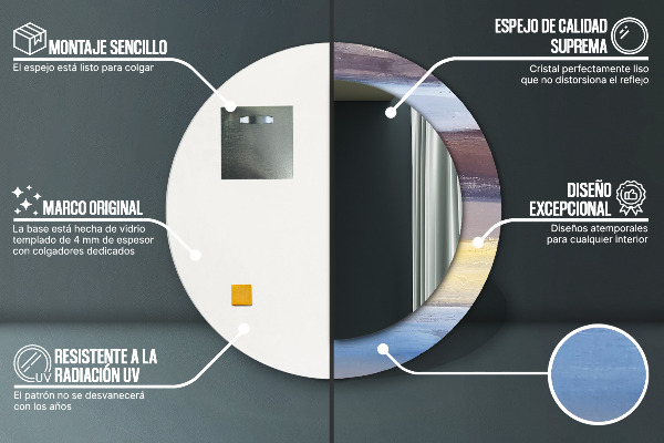 Abstraktný obrázok Okrúhle dekoračné zrkadlo na stenu