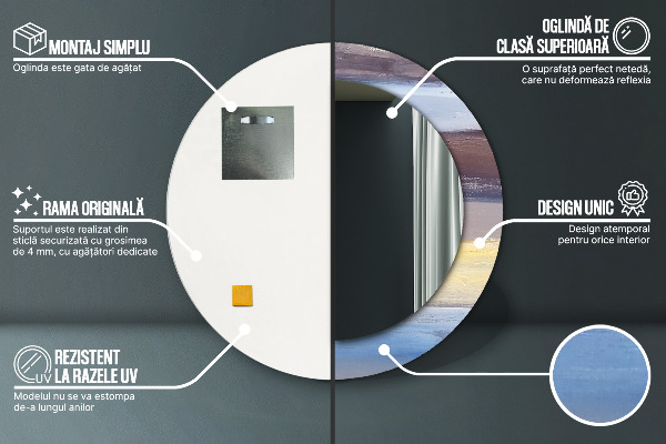 Abstraktný obrázok Okrúhle dekoračné zrkadlo na stenu