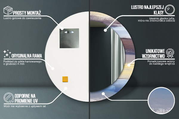 Abstraktný obrázok Okrúhle dekoračné zrkadlo na stenu