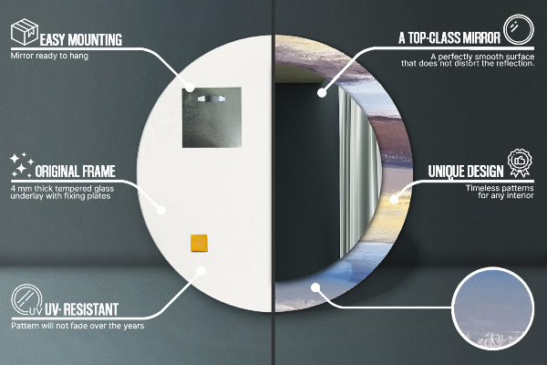 Abstraktný obrázok Okrúhle dekoračné zrkadlo na stenu