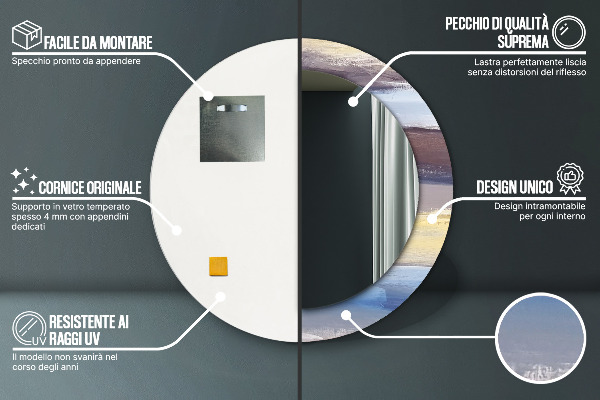 Abstraktný obrázok Okrúhle dekoračné zrkadlo na stenu