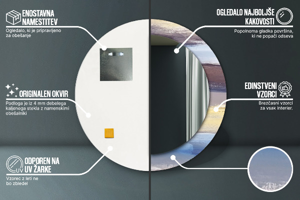 Abstraktný obrázok Okrúhle dekoračné zrkadlo na stenu