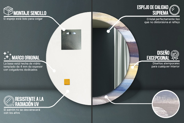Abstraktný obrázok Okrúhle dekoračné zrkadlo na stenu