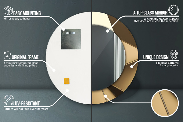 Moderná abstrakcia Okrúhle dekoračné zrkadlo na stenu