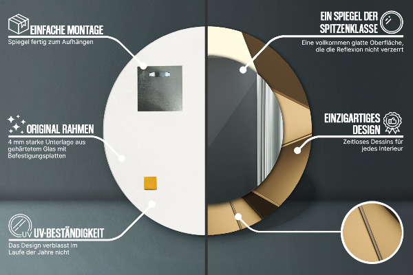 Moderná abstrakcia Okrúhle dekoračné zrkadlo na stenu