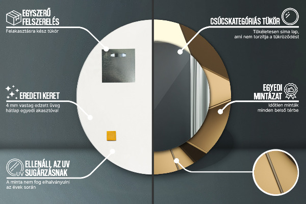 Moderná abstrakcia Okrúhle dekoračné zrkadlo na stenu