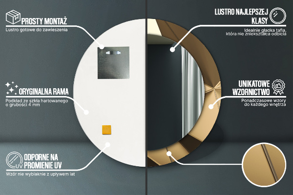 Moderná abstrakcia Okrúhle dekoračné zrkadlo na stenu