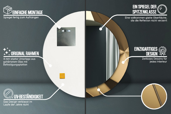 Moderná abstrakcia Okrúhle dekoračné zrkadlo na stenu