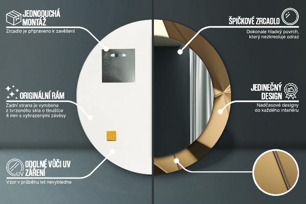 Moderná abstrakcia Okrúhle dekoračné zrkadlo na stenu