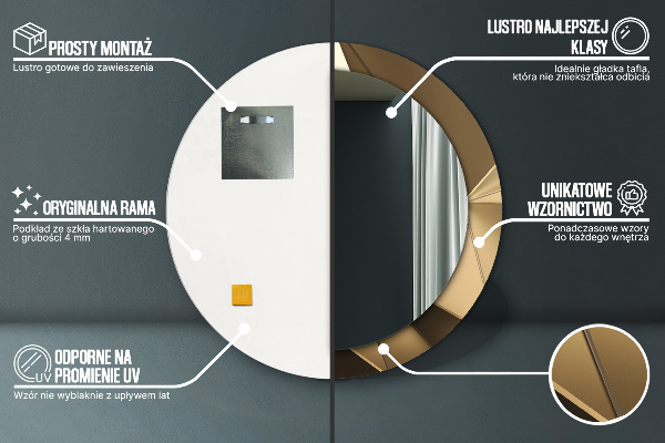 Moderná abstrakcia Okrúhle dekoračné zrkadlo na stenu