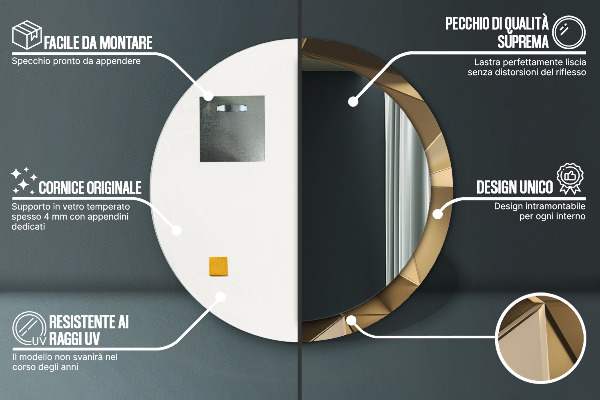 Moderná abstrakcia Okrúhle dekoračné zrkadlo na stenu